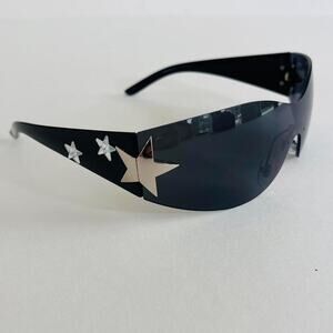 Y2K Vintage Frameless Star Sunglasses Black Gray Unisex 2000s UVA UVB